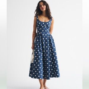 Abercrombie & Fitch Navy Polka Dot Maxi Dress